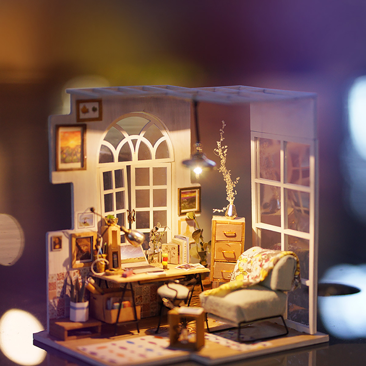 Rolife Miniature DGM01 SOHO Time as a home decor with vivid and colorful design
