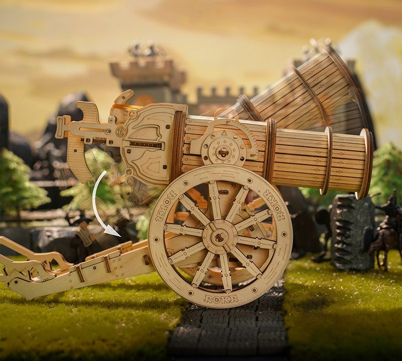 Robotime 3D Wooden Puzzle Wheeled Siege Artillery Game Assembly Toy Gift Kids 