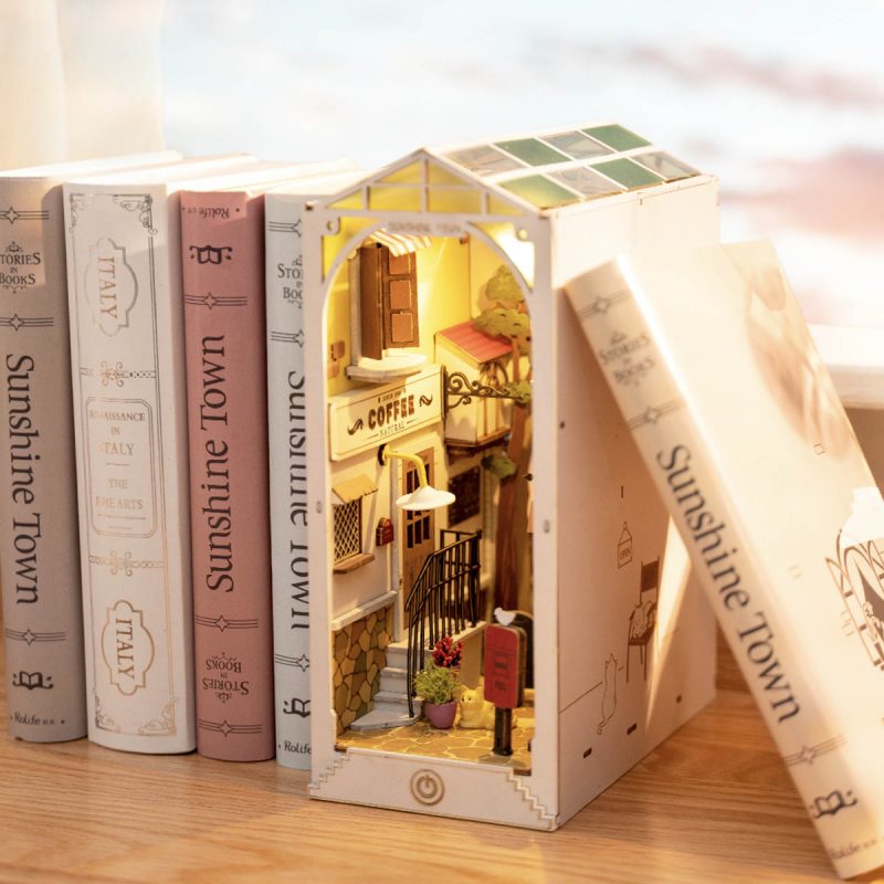Rolife Sunshine Town 3D Wooden DIY Miniature House Book Nook TGB02