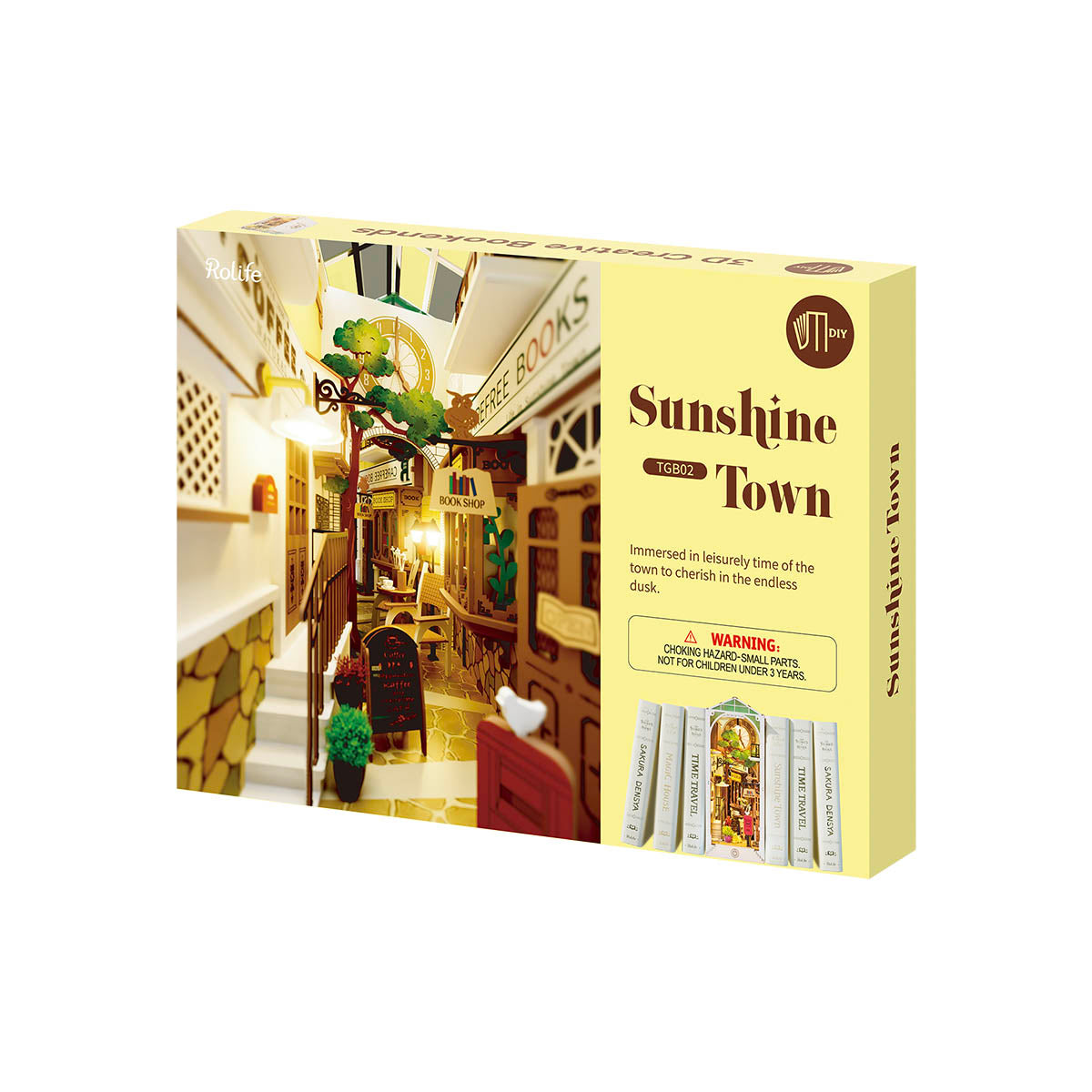 Rolife Sunshine Town 3D Wooden DIY Miniature House Book Nook TGB02 -  Robotime Store