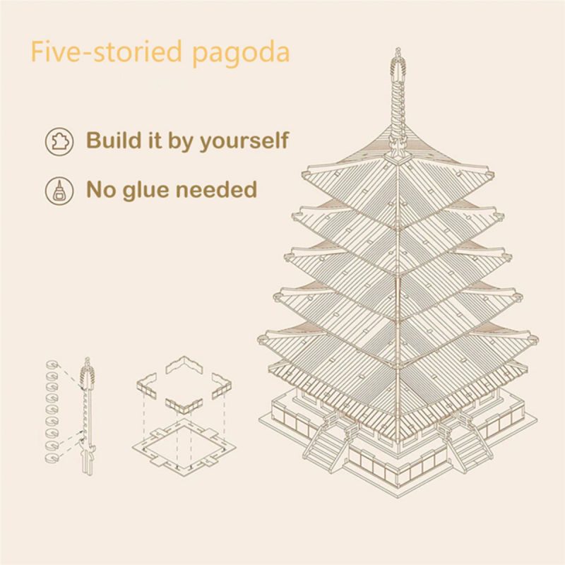 Rolife DIY Five-storied Pagoda 3D Wooden Puzzle TGN02