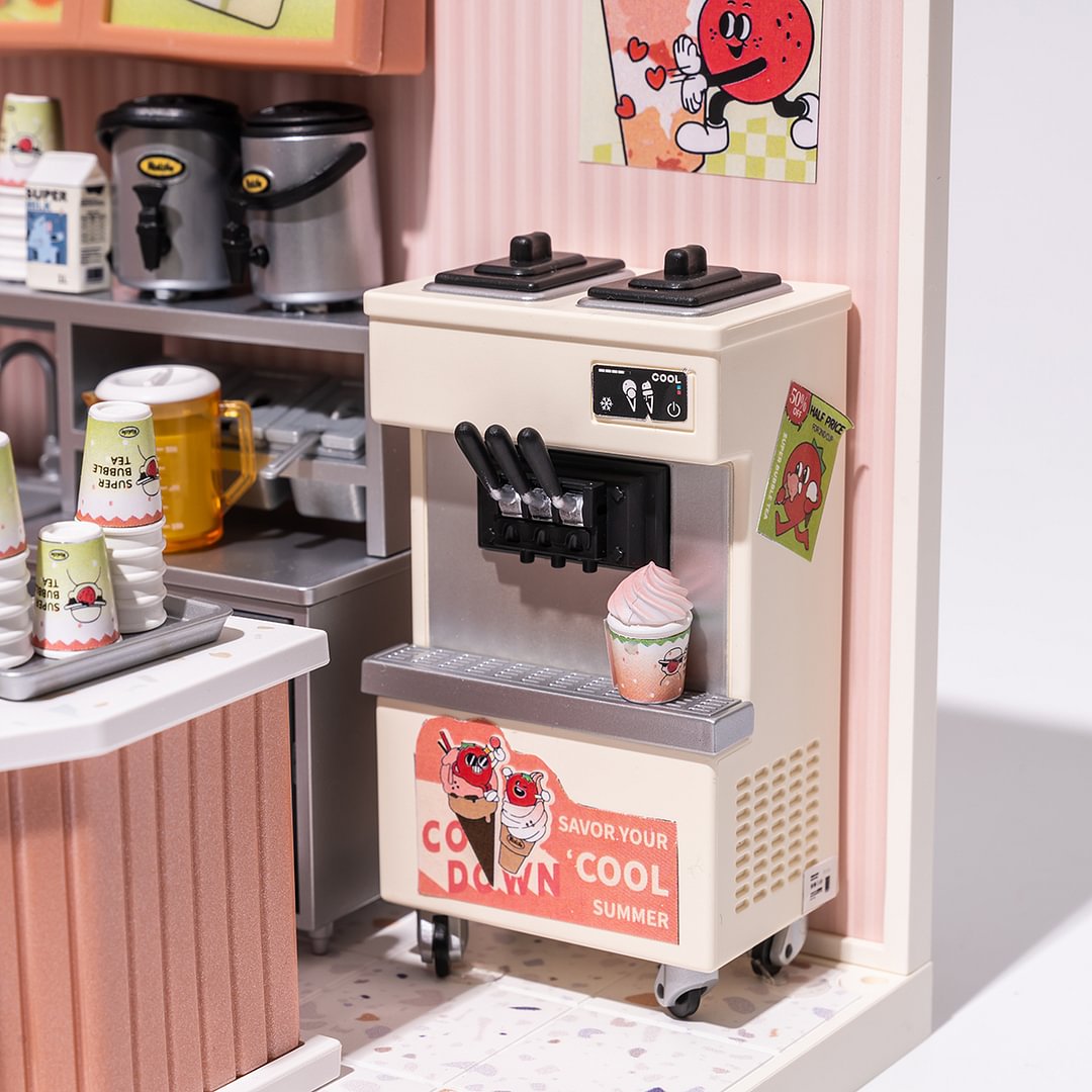 Rolife Doll house 1:24 DIY Wooden Dollhouse Miniature Kit W/LED Ice Cream  Store