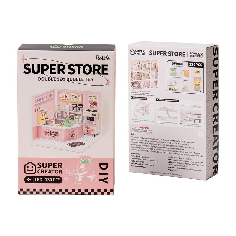 Rolife Super Creator Double Joy Bubble Tea Plastic DIY Miniature House Kit DW006